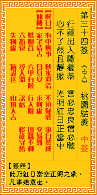 觀音靈簽34 觀音靈簽解簽34: 桃園結(jié)義觀音靈簽解簽