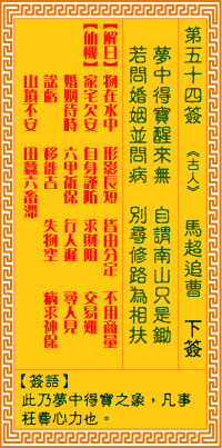 觀音靈簽第54簽，觀音靈簽第五十四簽解簽全解